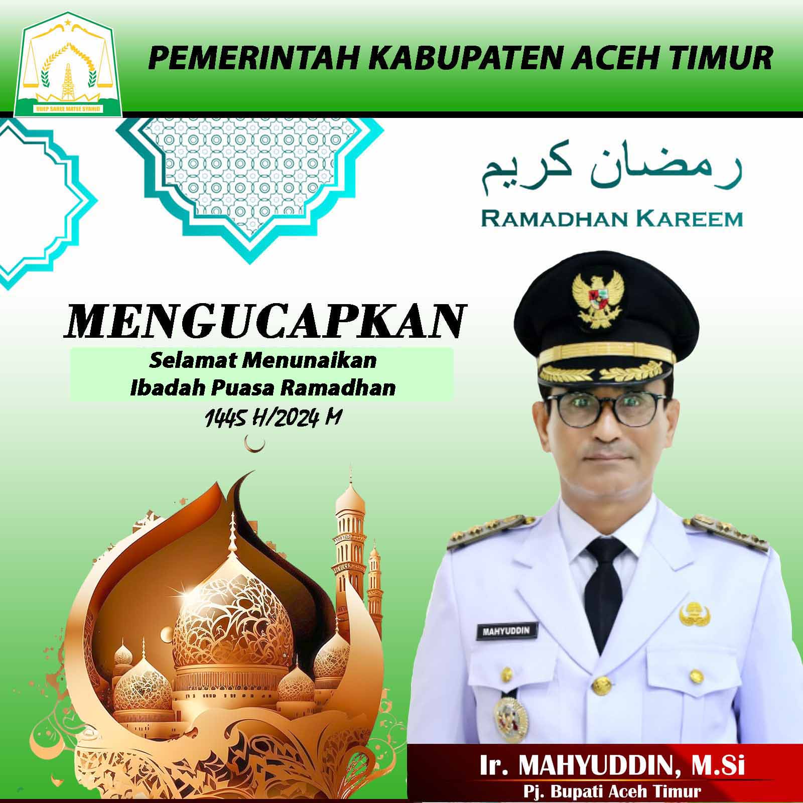Pemerintah Kabupaten Aceh Timur Mengucapkan Selamat Menunaikan Ibadah Puasa Ramadhan 1445 H/2024 M