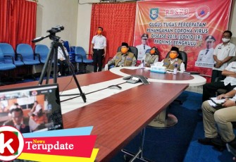 Hamka Videoconference bersama Deputi BNPB di kantor BPBD Provinsi Bengkulu