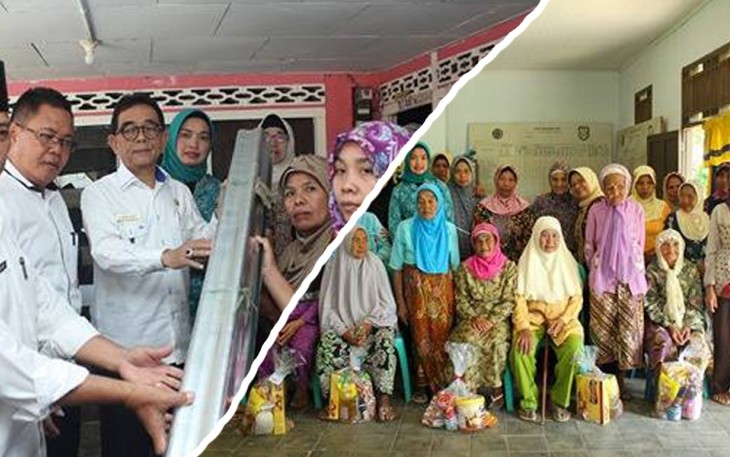 Bupati kepahiang dan Istri saat memberi Bantuan dan Sembako 