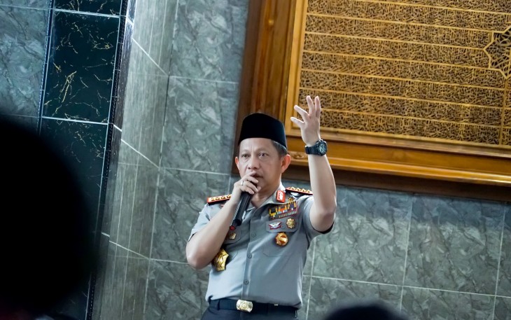 Kapolri Tito Karnavian saat di Masjid Al Aamiin Mapolda Bengkulu dalam Silaturahmi bersama Ulama.