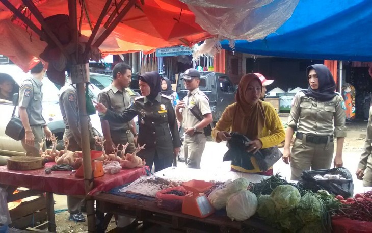 Petugas satpol PP saat melakukan penertiban