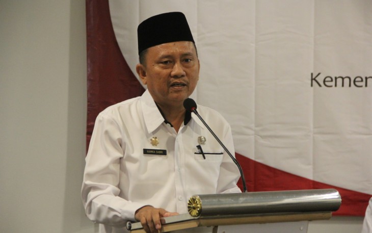 Hamka Sabri saat membuka resmi Rapat Koordinasi Penguatan Kerjasama Antar Kementerian dan Lembaga Dalam Pemberdayaan Zakat