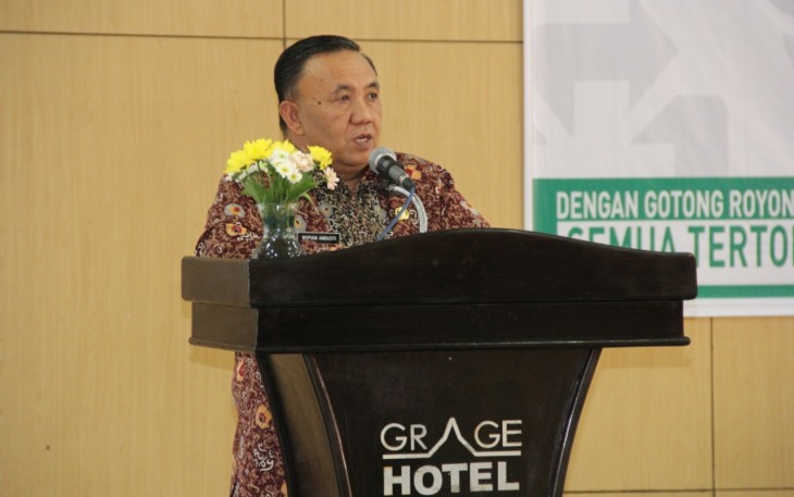 Sekretaris Daerah Provinsi Bengkulu Nopian Andusti membuka kegiatan Rekonsiliasi Iuran Wajib PNS Daerah, Pemda, PNS Pusat dan TNI Polri Triwulan III Tahun 2018