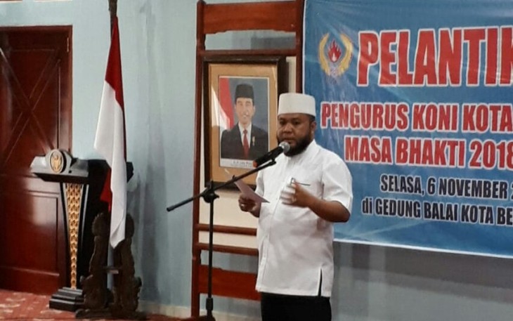 Walikota Helmi Hasan usai melantik pengurus KONI Kota Bengkulu,  Selasa (06/11)