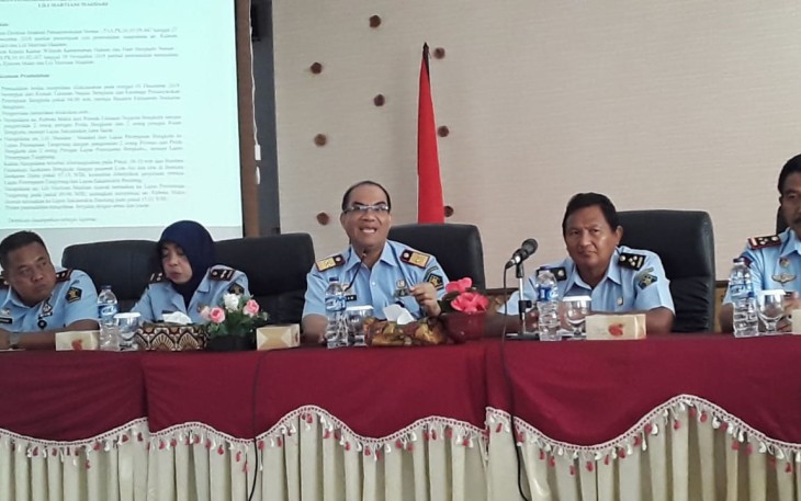 Kepala Kantor wilayah Kemenkumham Provinsi Bengkulu Ilham Djaya saat melakukan Konferensi Pers 