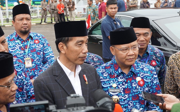 Jokowi Usai membuka acara Tanwir Muhammadiyah.