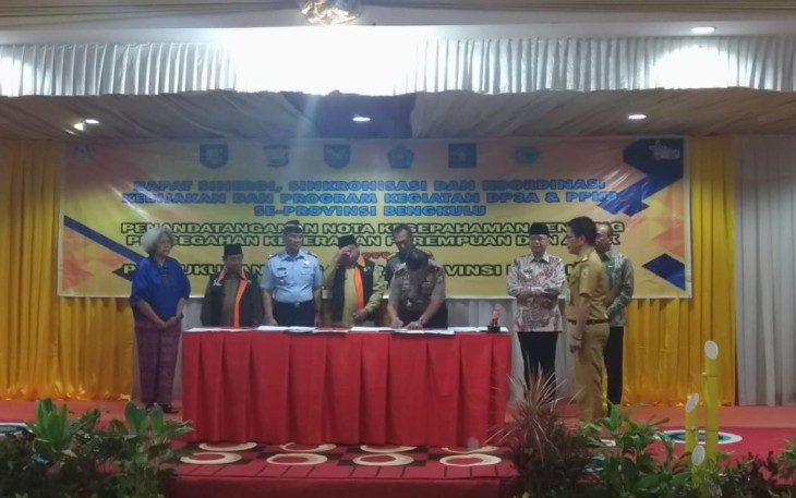 Kapolda Bengkulu Tanda Tangani Nota Kesepahaman Pencegahan Kekerasan Perempuan dan Anak