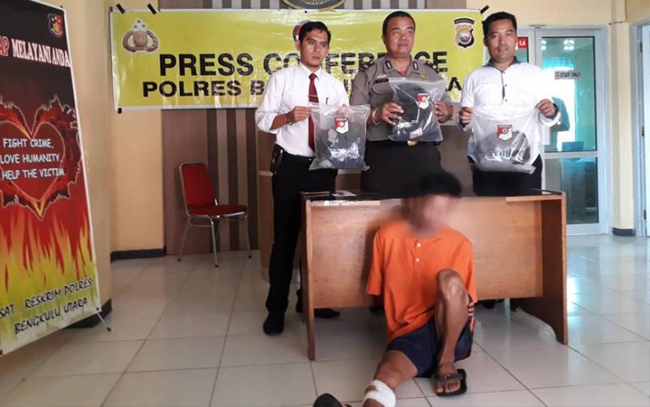 Polres Bengkulu Utara saat gelar tersangka dan barang bukti