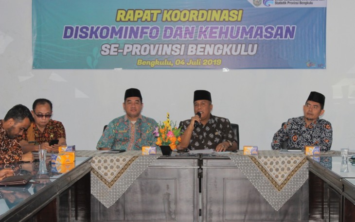 Kepala Dinas Komunikasi, Informatika dan Statistik Provinsi Bengkulu Jaduliwan memimpin Rapat Koordinasi Diskominfo dan Kehumasan Se-Provinsi Bengkulu