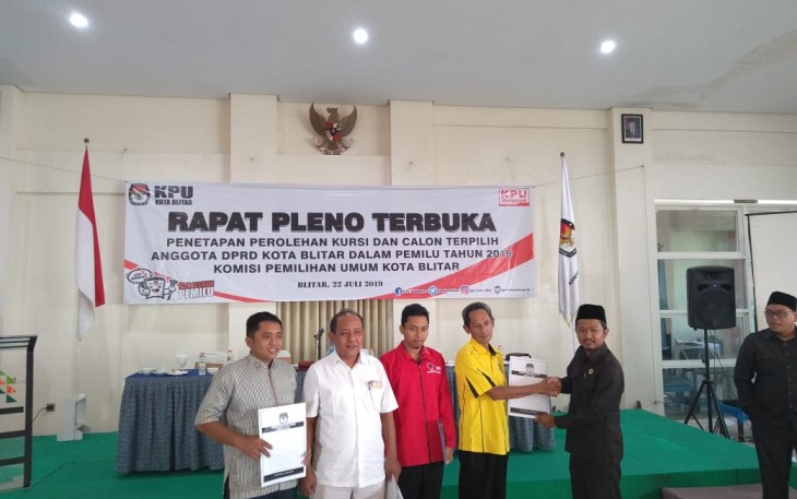 Rapat Pleno Terbuka Penetapan Perolehan Kursi dan Calon Terpilih DPRD Kota Blitar dalam Pemilu 2019 KPU Kota Blitar.