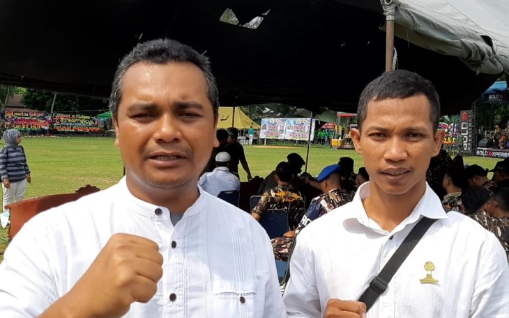 Indra Firdaus SE Ketua HIPMI Labuhanbatu (Kiri) didampingi Sekretaris HIPMI Labuhanbatu Chepy Aditya