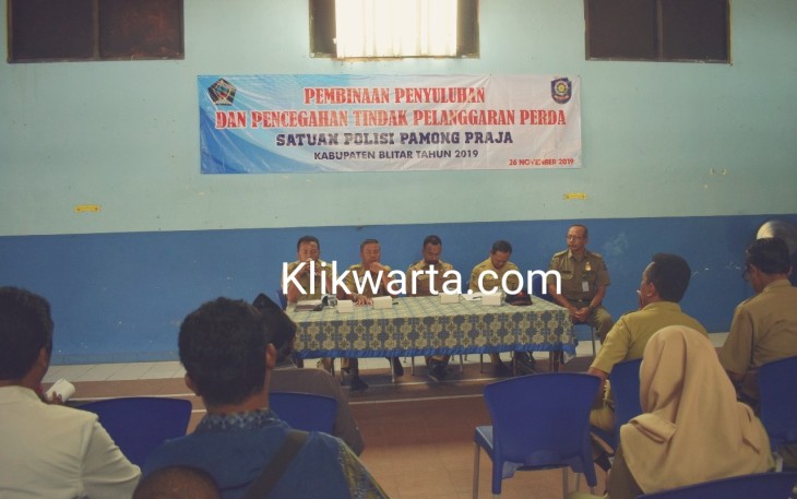 Satpol PP Pemkab Blitar Saat Gelar Pembinaan Penyuluhan Dan Pencegahan Tindak Pelanggaran Perda