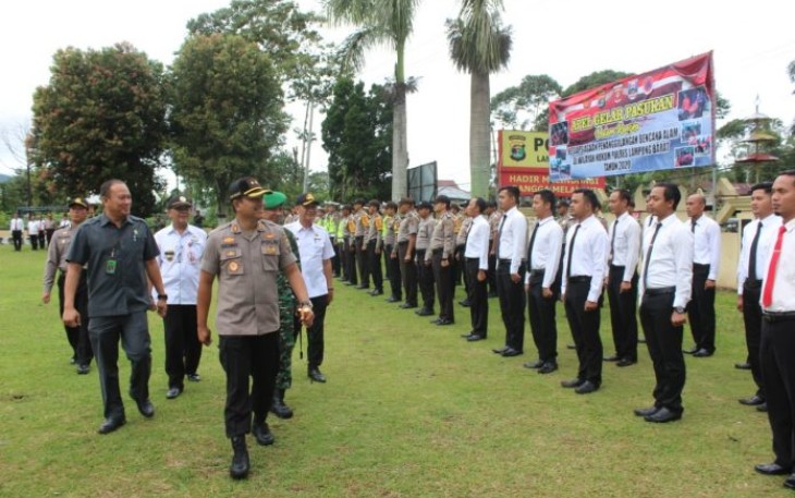 Polres Lambar Apel Gelar Pasukan Kesiapsiagaan Penanggulangan Bencana