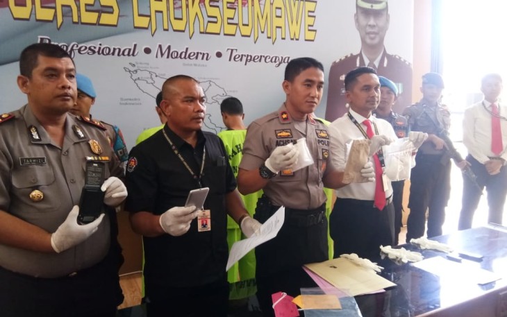 Konferensi pers Polres Lhokseumawe