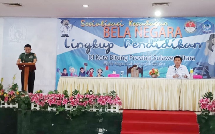 Direktur Pertahanan Bela Negara Brigjen TNI Jubei Levianto S.Sos saat memberikan sambutannya