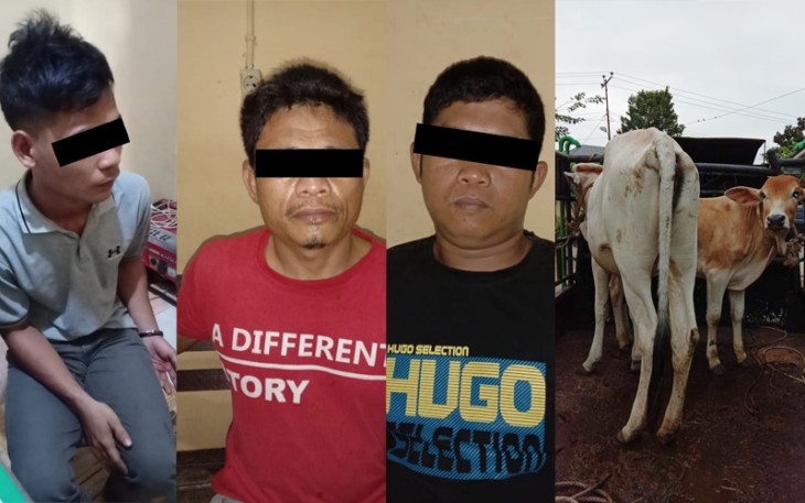 Para pelaku dan barang bukti yang diamankan