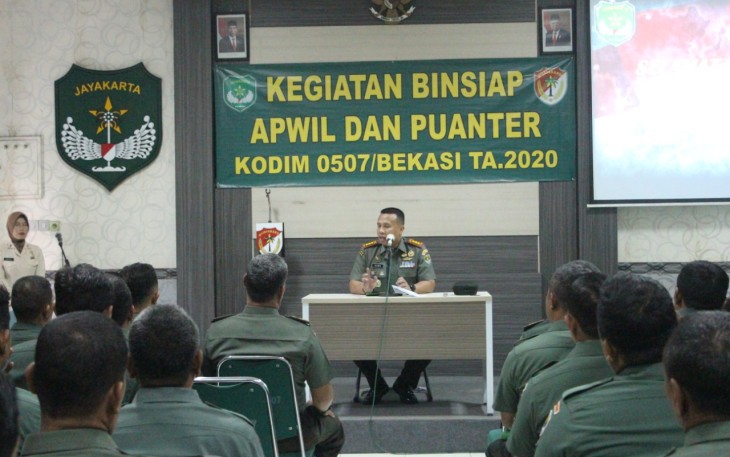 Dandim 0507/Bekasi Buka Giat Binsiap Apwil Puanter TW.I TA.2020 