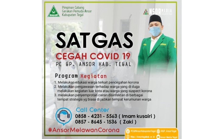 GP Ansor Tegal Bentuk Satgas Pencegahan Covid-19