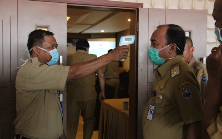 Peserta Uji Kompetensi JPT Pratama Wajib Scan Suhu Tubuh dan Protokol Social Distancing