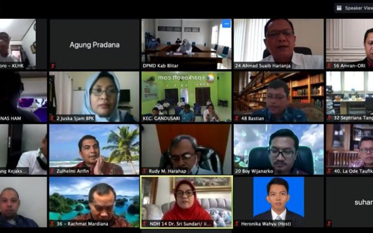 VKN Virtual antara 15 peserta PKN Angkatan VII Tahun 2020 yang berlokasi di Jakarta dengan beberapa narasumber yang berada di Kabupaten Blitar
