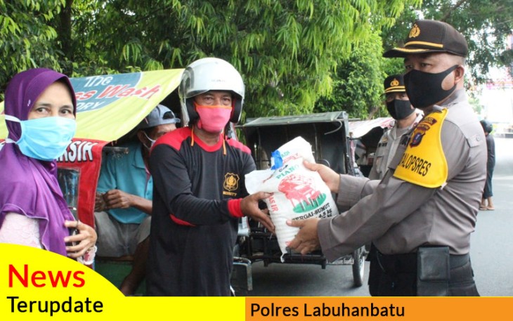 Polres Labuhanbatu Bagi Beras ke Abang Becak