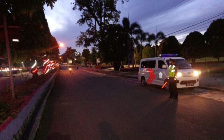 Satlantas Polres Bengkulu Utara saat Patroli Subuh