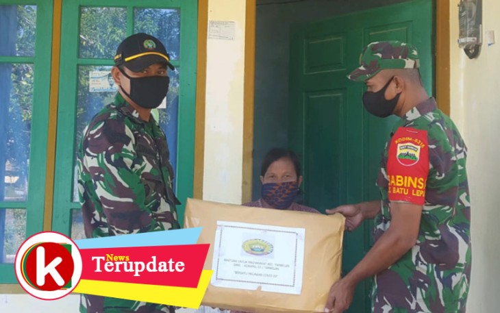 Kodim 0315/Bintan Melalui Koramil 07/Tambelan Bagikan Ratusan Paket Sembako ke Warga Terdampak Covid-19
