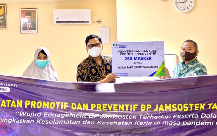 BPJamsostek Lhokseumawe Salurkan Bantuan Masker dan Multivitamin