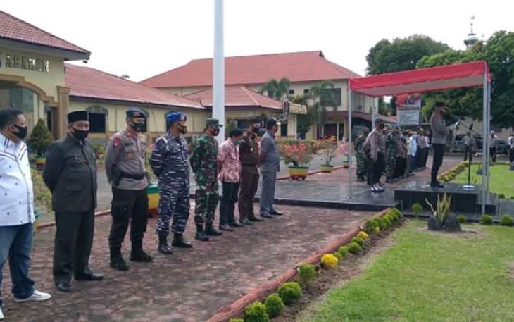 Polres Asahan saat gelar apel Kampanye Masker 