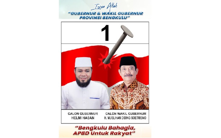 Calon Gubernur Helmi Hasan dan Wakil Gubernur Bengkulu Muslihan No Urut 1 