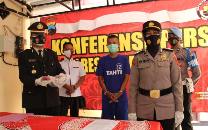 Kapolsek PurbaIingga AKP Nur Susalit dalam Konferensi Pers, Selasa (10/11/2020)
