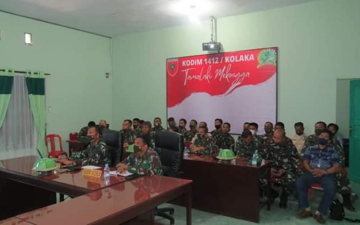 Kodim 1412/Kolaka Ikuti Pengarahan Pangdam XIV/Hsn Secara Virtual