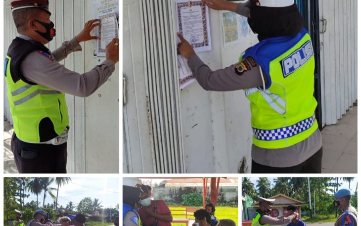 Satlantas Polres SBB Ingatkan Prokes Saat Lakukan Patroli 