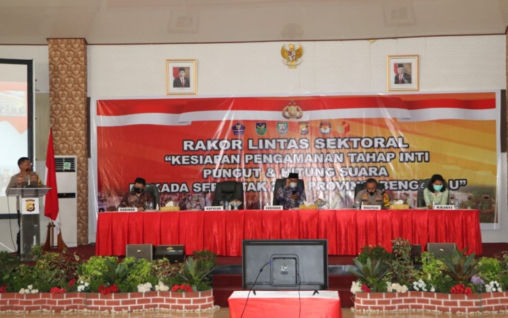 Rapat Lintas Sektoral Polda Bengkulu Siapkan Pengamanan Tahap Inti Pilkada Serentak 