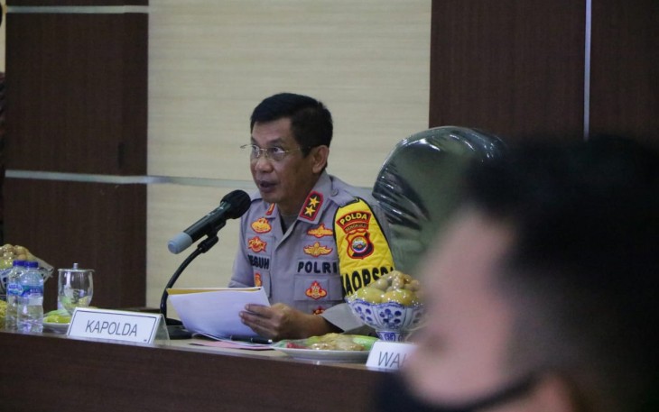 Kapolda Bengkulu Irjen Pol Drs Teguh Sarwono M Si Saat Menggelar Konferensi Pers Akhir Tahun 2020 