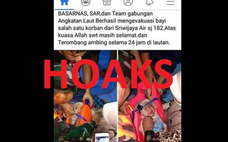 Beredar Foto Hoax Bayi Selamat Insiden Sriwijaya Air SJ 182