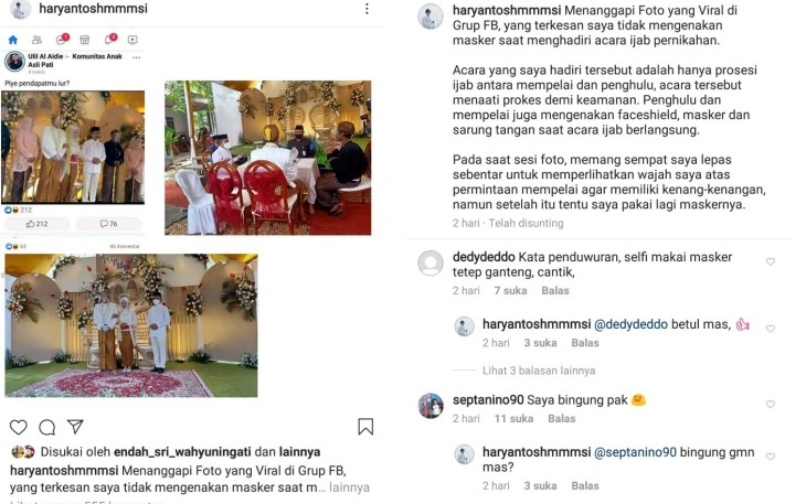 Tangkapan Layar Akun Instagram pribadi @haryantoshmmmsi