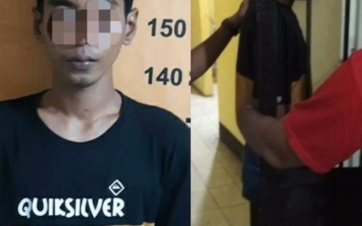 Tersangka saat diamankan aparat