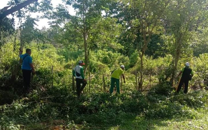 Pegawai KUA SB Gotong Royong Bersihkan Lahan Pembangunan Balai Nikah dan Manasik Haji