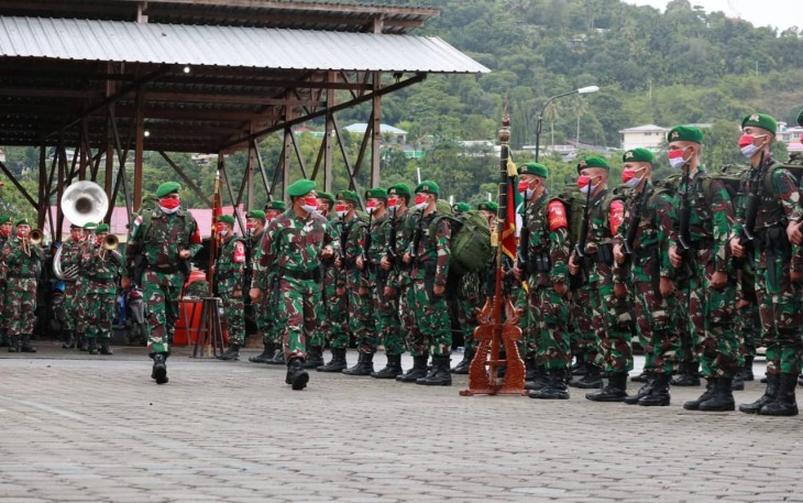 Upacara penerimaan Satgas PAMTAS RI - PNG