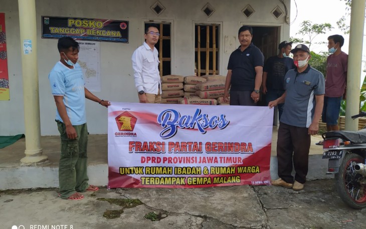 Fraksi Gerindra Kirim 1000 Sak Semen dan 20 Truk Pasir ke Korban Gempa Malang