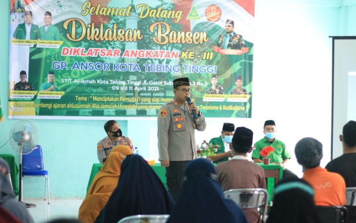 Kapolres Tebing Tinggi Hadiri Diklatsar Banser GP Ansor 