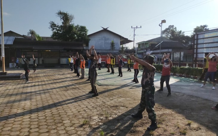 Jalin Kekompakan, Koramil 1016-05/Tumbang Jutuh Laksanakan Senam Bersama