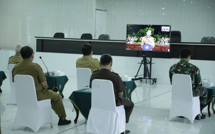 Bupati dan Forkopimda Asahan Ikuti Pengarahan Presiden RI Secara Virtual