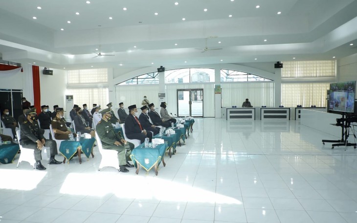 Bupati Asahan Ikuti Upacara Hari Lahir Pancasila Secara Virtual 