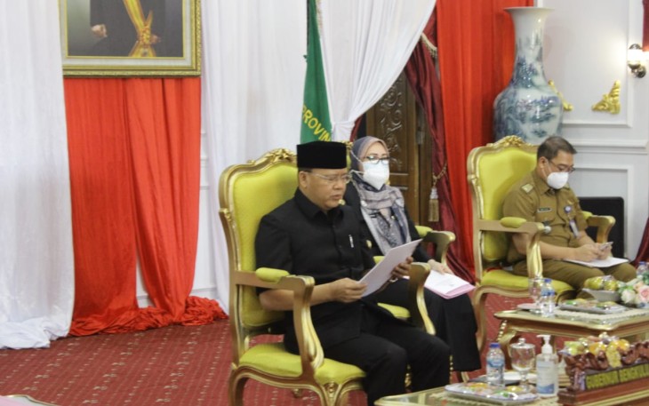 Gubernur Rohidin Sampaikan Nota Keuangan APBD-P 2021 secara Virtual