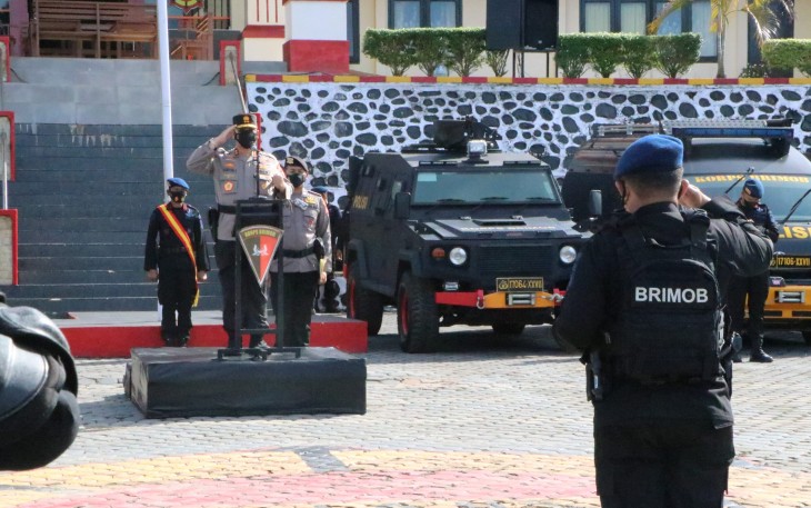 Siaga Bencana, Kapolda Bengkulu Pimpin Apel Gelar Pasukan Sat Brimobda