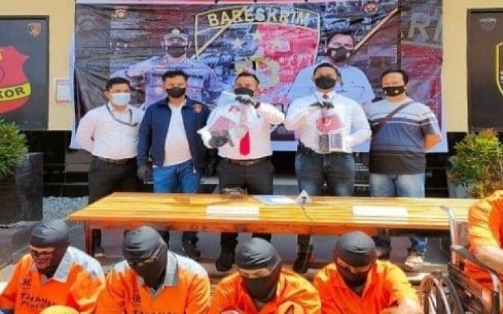 Polres OKI saat press release barang bukti dan tersangka, Senin (29/11/2021)