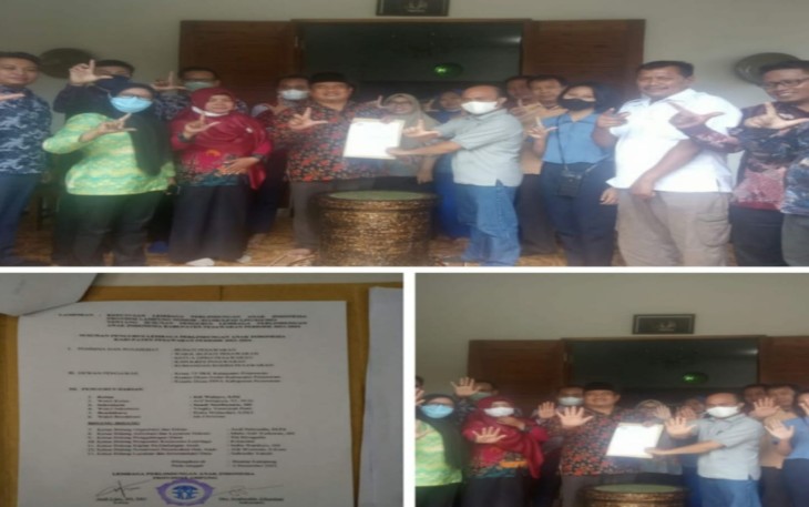  Penyerahan SK, lembaga perlindungan anak Indonesia (LPAI) di kabupaten pesawaran di desa negeri sakti kecamatan gedong tataan Minggu (12.12.2021).
