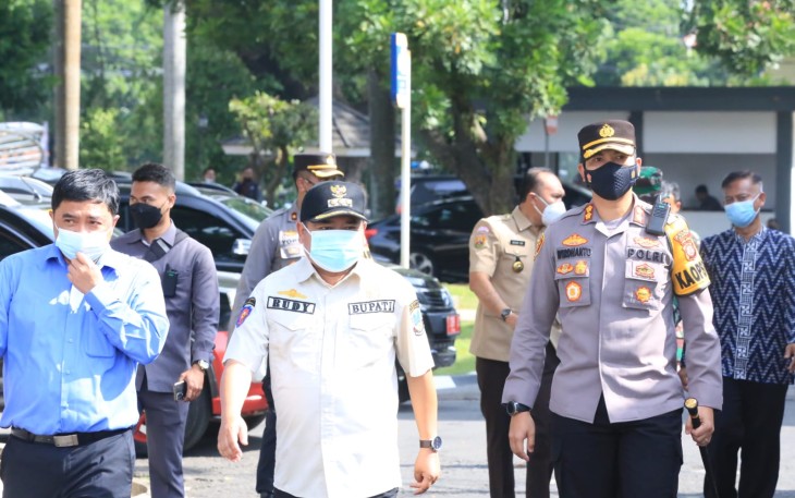 Kapolres Garut Hadiri Kegiatan Apel Kesiapan Pam Kejurnas Balap Sepeda ICF National Championship dan Porkab Garut Tahun 2021